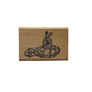 Vintage Wood Block Rubber Stamp Hamilton Arts Submarine Nautical Boat